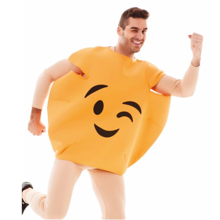 Emoticon Kostüm Augenzwinkern für Erwachsene Emoticon Kostüm Augenzwinkern für Erwachsene Gr. M/L orange Fasching Karneval Mottoparty