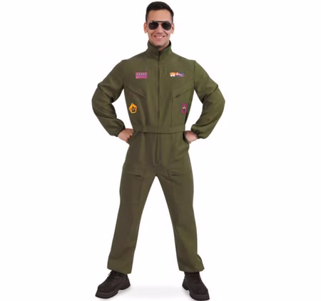 Kampfpilot Kostüm Flieger-Uniform für Herren Gr. M-XL Overall grün Fasching Fasching Karneval Mottoparty Paarkostüm Kampfpilot Kostüm Flieger-Uniform für Herren Gr. M-XL Overall grün Fasching Fasching Karneval Mottoparty Paarkostüm