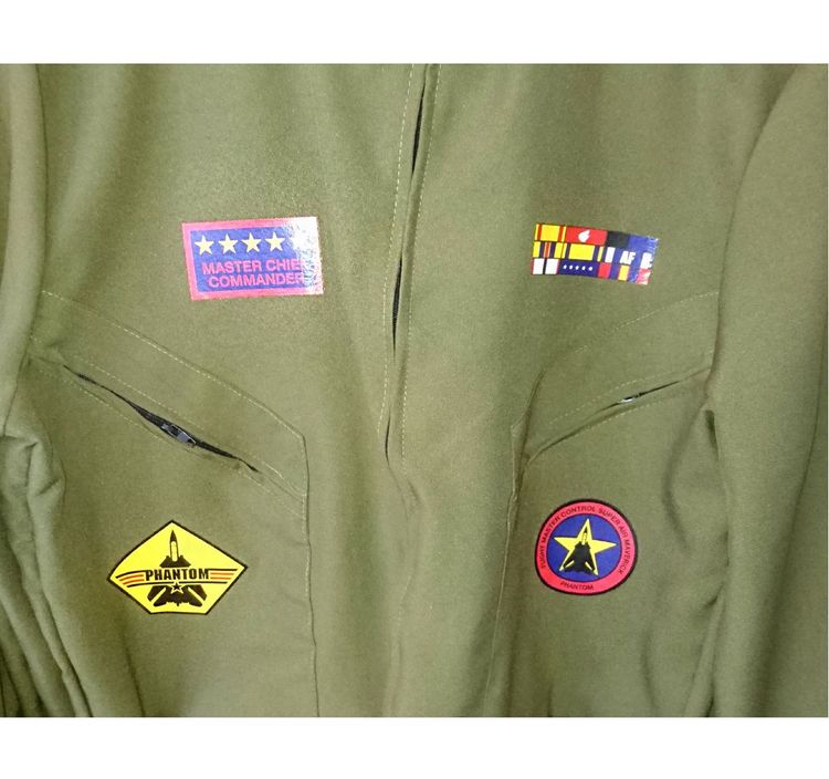 Kampfpilot Kostüm Flieger-Uniform für Herren Gr. M-XL Overall grün Fasching Fasching Karneval Mottoparty Paarkostüm