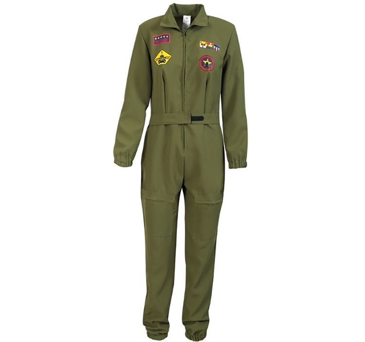 Kampfpilotin Kostüm Eva Militär für Damen Kampfpilotin Kostüm Eva Militär für Damen Gr. 36- 42 Jumpsuit grün ilivgrün Uniform Paarkostüm Fasching Karneval Mottoparty Militär Fliegeruniform