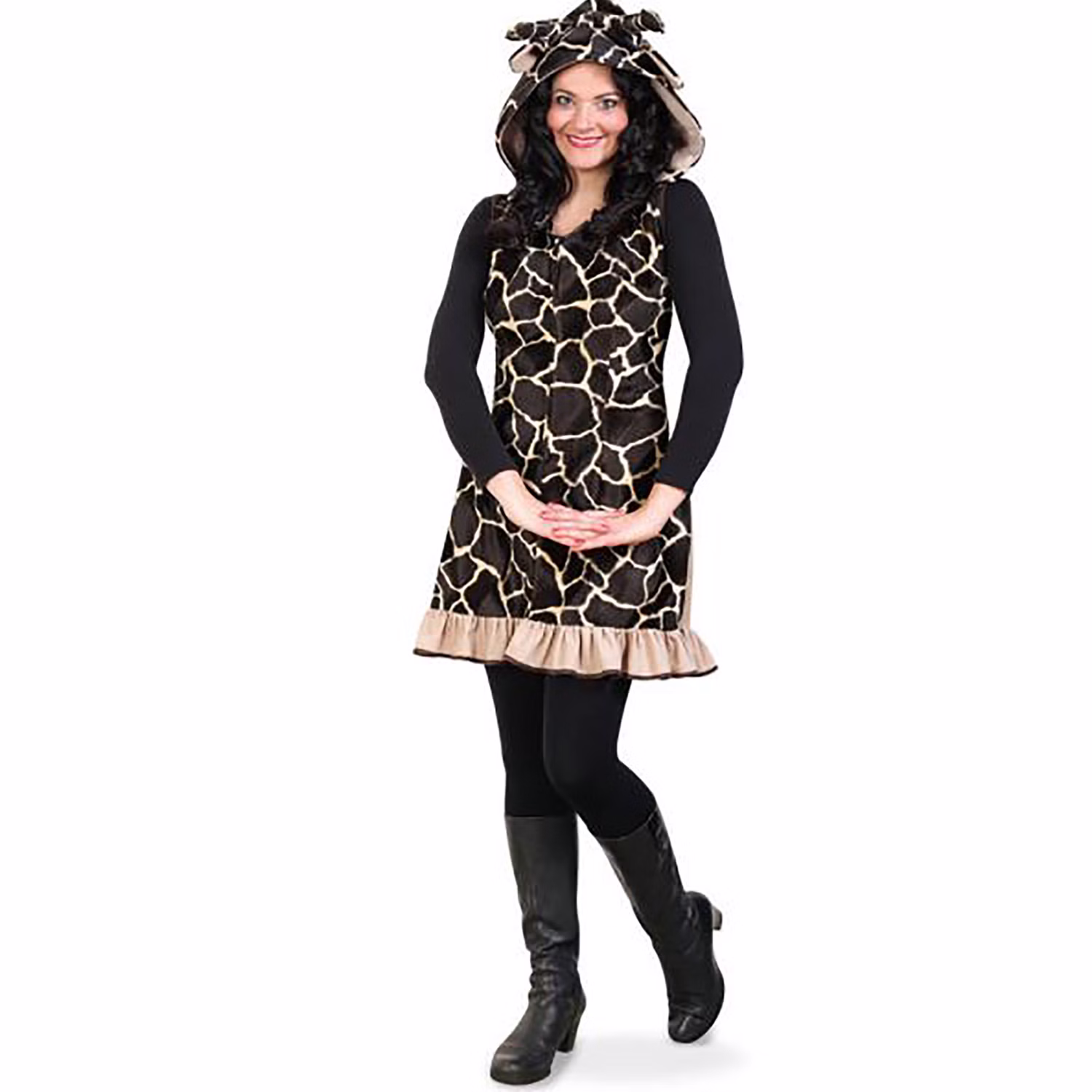 Giraffen Kostüm für Damen Gr. 34-44 Kleid braun gefleckt Tier Tierkostüm Afrika Fasching Karneval Mottoparty