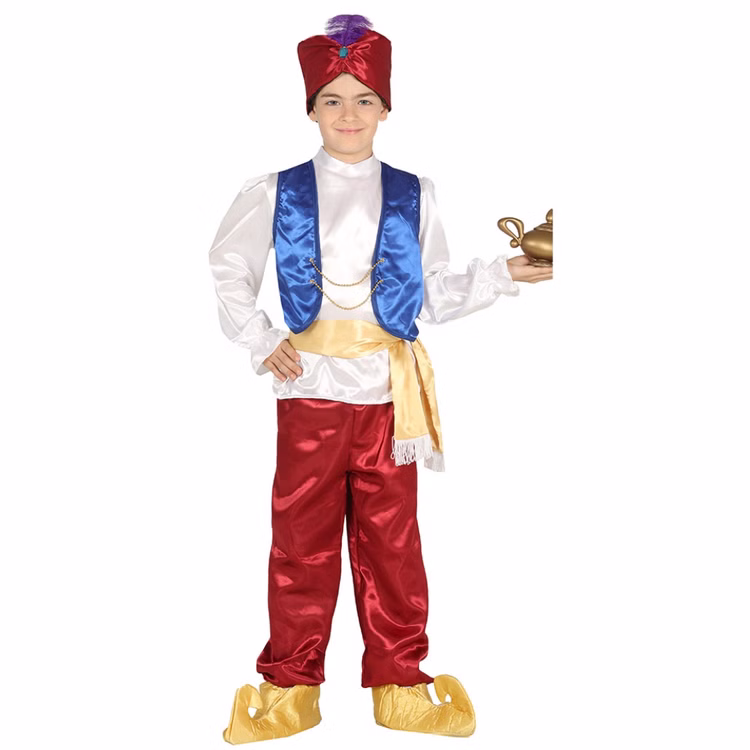 Aladin Kostüm Wüstenprinz für Kinder 5-12 Jahre bunt Märchen-Kostüm 1001 Nacht Fasching Karneval Mottoparty Aladin Kostüm Wüstenprinz für Kinder 5-12 Jahre bunt Märchen-Kostüm 1001 Nacht Fasching Karneval Mottoparty
