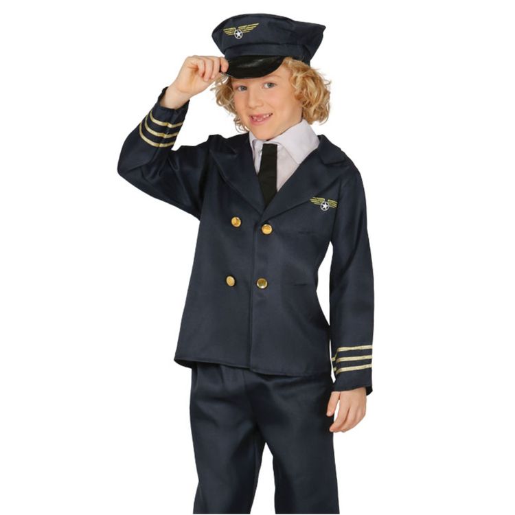 Pilot Kostüm Julian für Kinder Pilot Kostüm Julian für Kinder 5-12 Jahre Uniform blau Fasching Karneval Mottoparty Kinderfasching Flieger Berufe