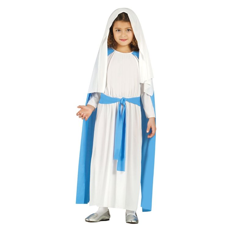 Krippenspiel Kostüm Maria für Kinder 5-12 Jahre Kleid Weihnachten Advent Fasching Karneval Mottoparty