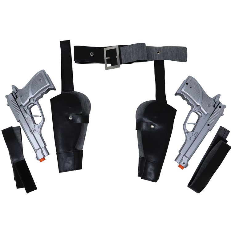 Doppel-Holster inkl. Spielzeug-Waffen aus Kunstleder Polizei-Gürtel für Damen