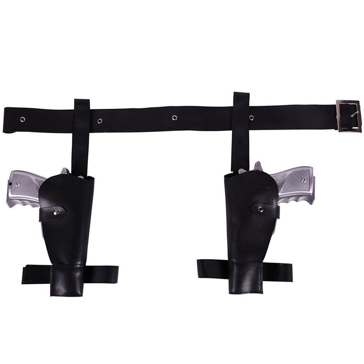 Doppel-Holster inkl. Spielzeug-Waffen aus Kunstleder Polizei-Gürtel für Damen