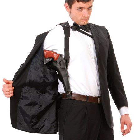 Polizei Schulterholster Schwarz mit Tasche Kostüm-Zubehör Erwachsene