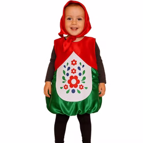 Hexen Kostüm Blumen Hexe Lilli für Kinder mit rotem Dreieckstuch auf dem Kopf von Vorne