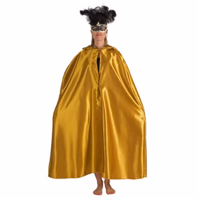 Venezia Kostüm Umhang mit Kapuze gold für Erwachsene Fasching Karneval Mottoparty Unisex-Kostüm Kostüm-Zubehör Maskenball Barock Venedig