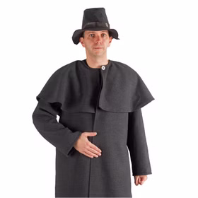 Schäfer Kostüm Benjamin Deluxe mit Hut Gr. L-XL grau Mantel Hirte Nachtwächter Fasching Karneval Mottoparty