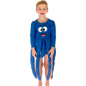 Octopus Kostüm Krake für Kinder Gr. 116-128 blau Unisex für Mädchen und Jungen Tier Tierkostüm Meerestier Fasching Karneval Mottoparty Kindergeburtstag Octopus Kostüm Krake blau für Kinder von Vorne