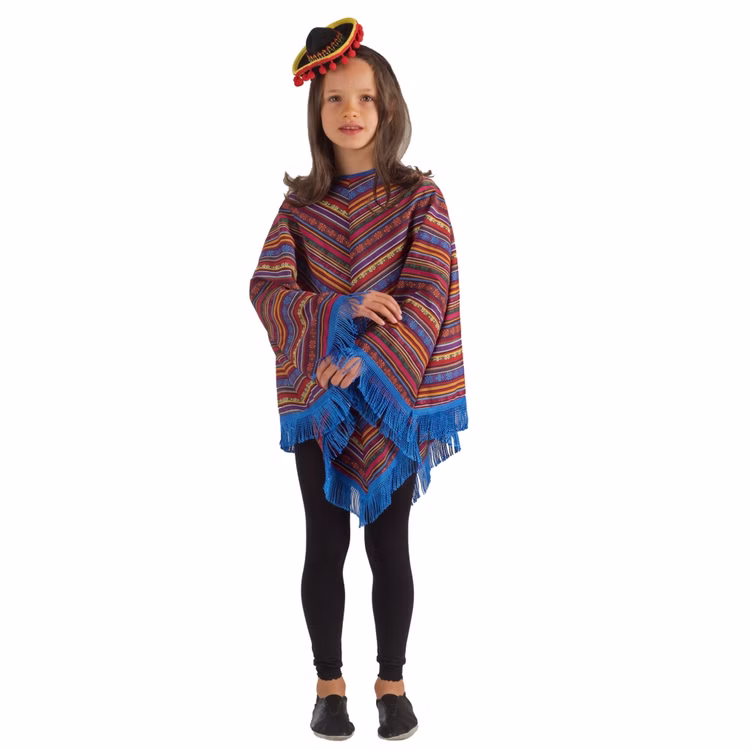 Mexikaner-Poncho Kostüm für Kinder Onesize 6-9 Jahre mehrfarbig andere Länder Mexiko Indianer Fasching Karneval Mottoparty Kinderfasching Mexikaner-Poncho Kostüm für Kinder Onesize 6-9 Jahre mehrfarbig andere Länder Mexiko Indianer Fasching Karneval Mottoparty Kinderfasching