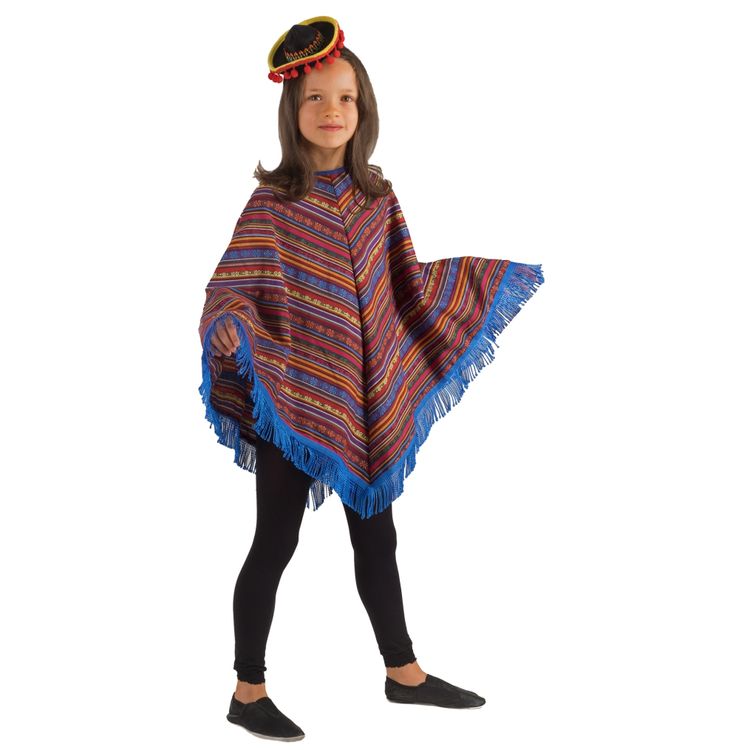 Mexikaner-Poncho Kostüm für Kinder Mexikaner-Poncho Kostüm für Kinder Onesize 6-9 Jahre mehrfarbig andere Länder Mexiko Indianer Fasching Karneval Mottoparty Kinderfasching