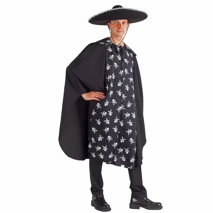 Halloween Umhang mit Totenkopf-Motiv für Erwachsene Onesize schwarz SALE Fasching Karneval Mottoparty Halloween Umhang mit Totenkopf-Motiv für Erwachsene Onesize schwarz SALE Fasching Karneval Mottoparty