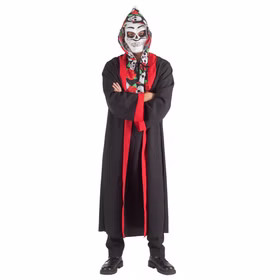 Totenkopf  Kostüm Halloween Skull Mantel für Herren Gr. L/XL Halloween schwarz SALE Fasching Karneval Mottoparty Tag der Toten