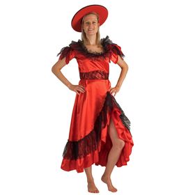 Spanierin Kostüm Mrs. Andalusia Gr. 36-50 Flamenco Kleid rot/schwarz SALE Fasching Karneval Mottoparty