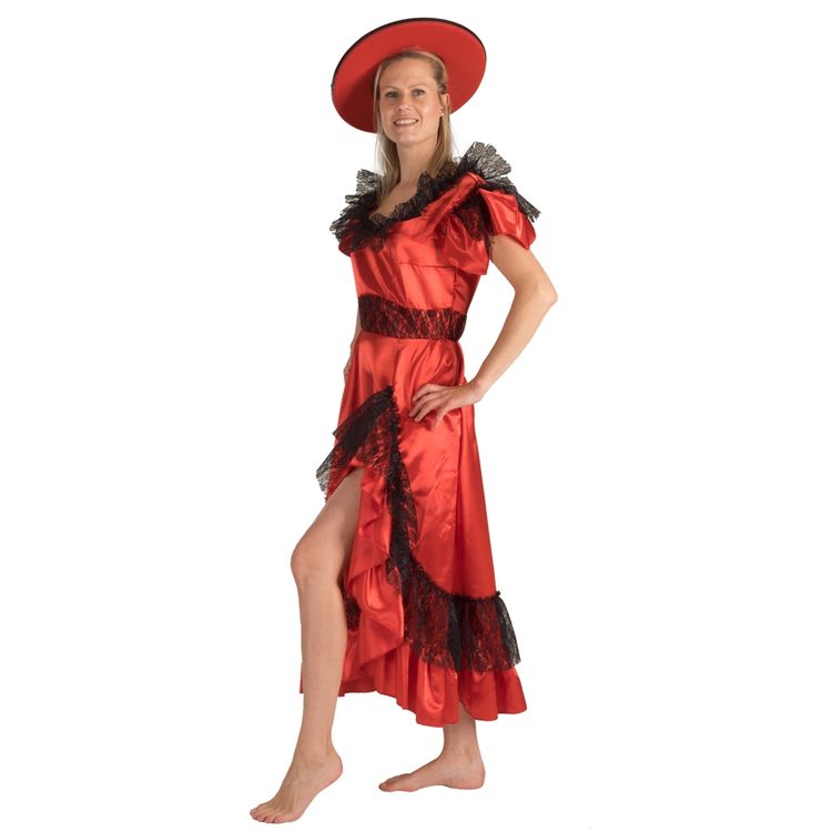 Spanierin Kostüm Mrs. Andalusia Gr. 36-50 Flamenco Kleid rot/schwarz SALE Fasching Karneval Mottoparty