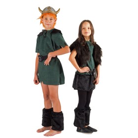 Wikinger Kostüm Aki für Kinder Gr. 140 grün SALE Fasching Karneval Mottoparty Kinderfasching