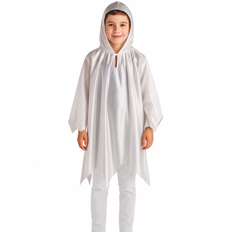 Gespenst Kostüm Geist für Kinder Gr. 116-140 weiß Fasching Halloween Umhang Karneval Mottoparty Gespenst Kostüm Geist für Kinder von Vorne