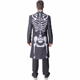 Skelett Kostüm Halloween Mantel Knochen Gehrock für Herren von Hinten