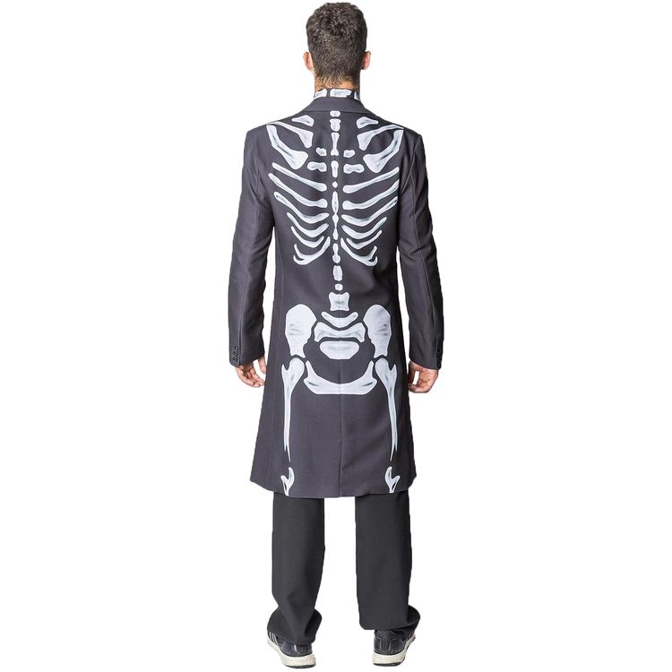 Skelett Kostüm Halloween Mantel Knochen Gehrock für Herren Skelett Kostüm Halloween Mantel Knochen Gehrock für Herren von Vorne mit offener Jacke