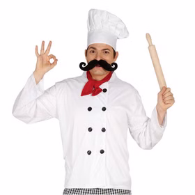 Koch Kostüm Pizzabäcker für Herren Gr. M/L weiß Jacke mit Kochmütze Fasching Karneval Mottoparty