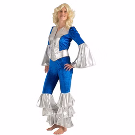 Dancing Queen Kostüm 70er Overall Blau Silber für Damen Gr. 36-46 SALE Fasching Karneval Mottoparty Musikerin 70s ABBA Paar- und Gruppenkostüm Dancing Queen Kostüm 70er Overall Blau Silber für Damen Gr. 36-46 SALE Fasching Karneval Mottoparty Musikerin 70s ABBA Paar- und Gruppenkostüm