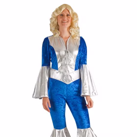 Dancing Queen Kostüm 70er Overall Blau Silber für Damen Gr. 36-46 SALE Fasching Karneval Mottoparty Musikerin 70s ABBA Paar- und Gruppenkostüm Dancing Queen Kostüm 70er Overall Blau Silber für Damen Gr. 36-46 SALE Fasching Karneval Mottoparty Musikerin 70s ABBA Paar- und Gruppenkostüm