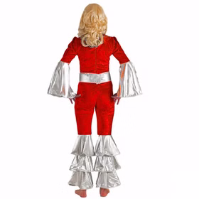 Dancing Queen Kostüm Musikerin Anni rot silber für Damen Gr. 36-46 Jumpsuit mit Gürtel Fasching Karneval Mottoparty Paar- und Gruppenkostüm Dancing Queen Kostüm Musikerin Anni rot silber für Damen Gr. 36-46 Jumpsuit mit Gürtel Fasching Karneval Mottoparty Paar- und Gruppenkostüm