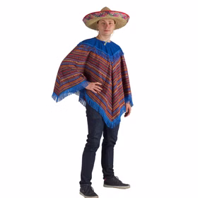 Mexikaner Poncho Sergio für Erwachsene 85 cm blau Fasching Karneval Mottoparty Unisex für Damen und Herren Kostüm-Zubehör Mexikaner Poncho Sergio für Erwachsene 85 cm blau Fasching Karneval Mottoparty Unisex für Damen und Herren Kostüm-Zubehör