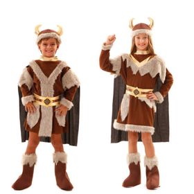 Kostüm Wikinger Mädchen Oda Kleid Helm Stulpen Fasching Seefahrerin