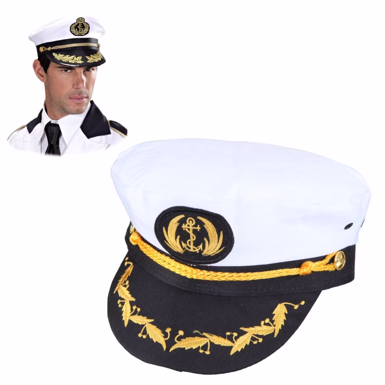 Kapitänsmütze Marine Mütze weiß Kapitän KW 56-60 cm für Herren Kostüm-Zubehör Admiral Fasching Karneval Mottoparty Kapitänsmütze Marine Mütze weiß Kapitän KW 56-60 cm für Herren Kostüm-Zubehör Admiral Fasching Karneval Mottoparty