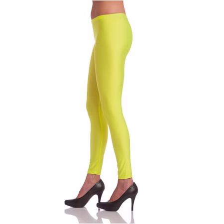 Neon Leggings Gelb für Damen 80er 90er Kostüm-Zubehör Neon-gelbe Leggings für Damen in Größe S/M mit elastischem Bund als Kostüm-Zubehör für 80er, 90er, Fasching und Neonparty.