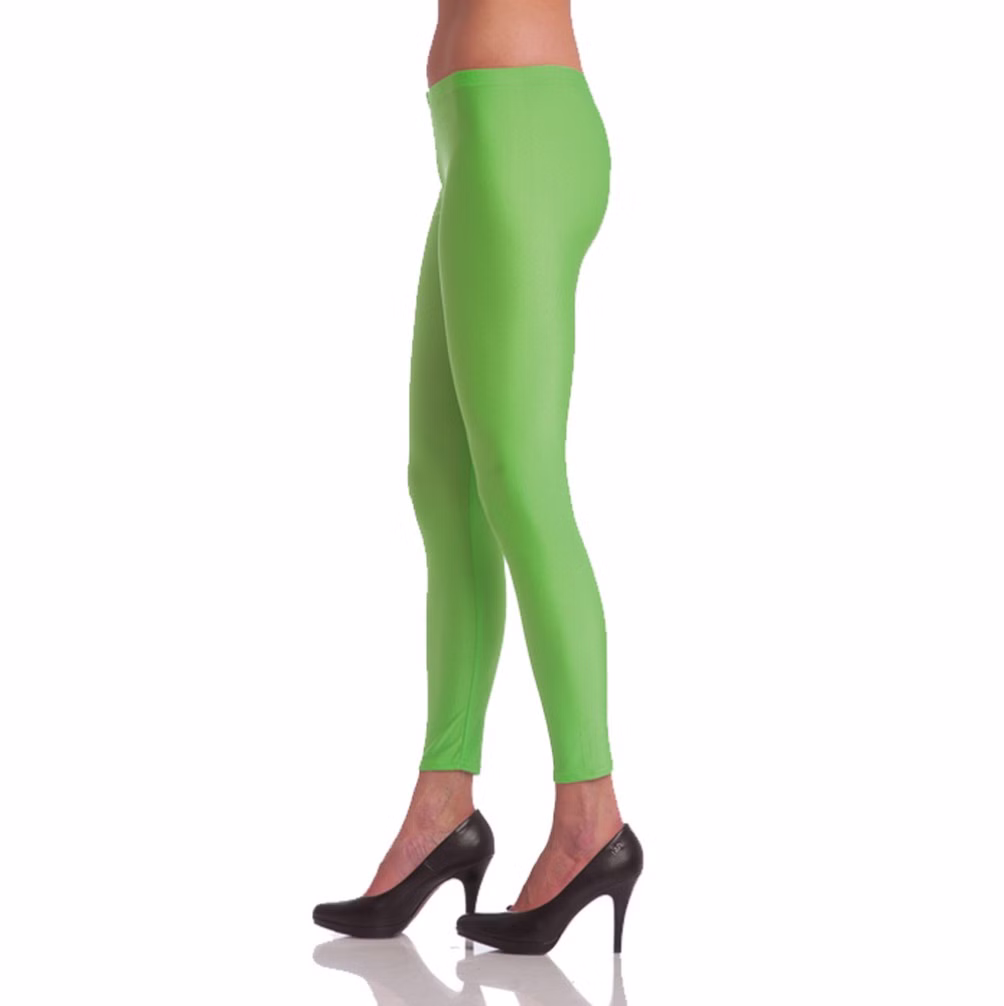 Neon Leggings Grün für Damen 80er 90er Kostüm-Zubehör Neon-grüne Leggings für Damen in Größe S/M mit elastischem Bund als Kostüm-Zubehör für 80er, 90er, Fasching und Neonparty.