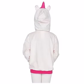 Kind trägt NICI Einhorn Hoodie mit Kapuze von Hinten aufgenommen.