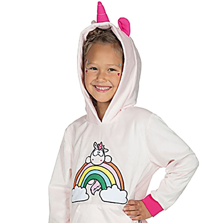 Einhorn Kostüm Hoodie Theodor für Kinder Gr. 104 weiß Tier Fasching Karneval Mottoparty Kinderfasching Kindergeburtstag