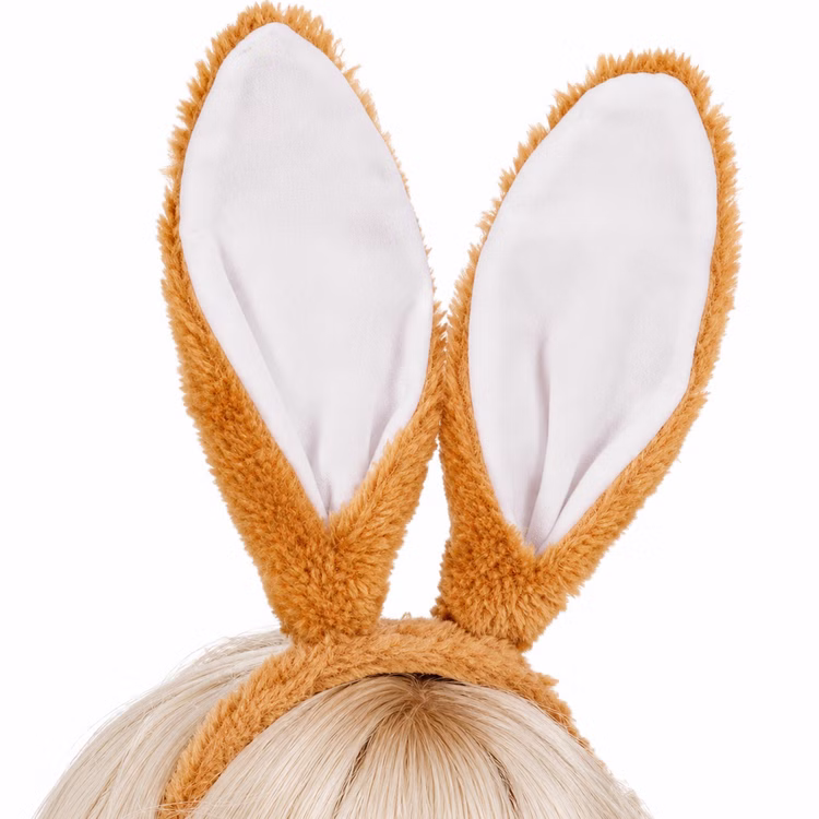 Hasenohren Haarreif hellbraun für Erwachsene Plüsch-Ohren 20 cm Kostüm-Zubehör Fasching Karneval Mottoparty Ostern Osterfest Osterhase Deko Nahaufnahme des hellbraunen Hasenohren-Haarreifs mit weichen Plüsch-Ohren und weißer Innenseite.
