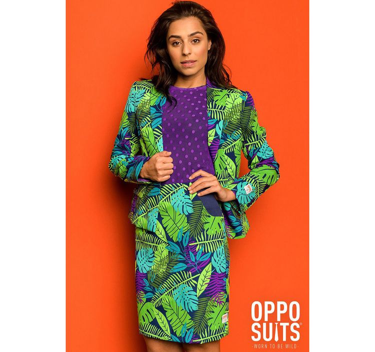 Opposuit Jungle Jane Blazer mit Rock für Damen Gr. 34-44 grün Dschungel Blätter Büro Mottoparty Fasching Karneval Paarkostüm Partnerlook