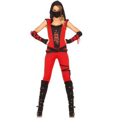 Ninja Assassin Kostüm rot für Damen