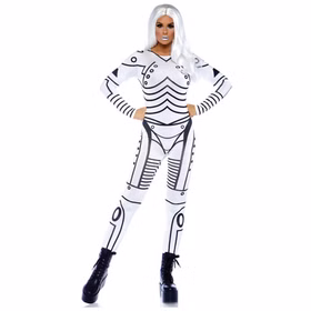 Roboter Kostüm Ash für Damen Gr. S-L schwarz-weiß Zukunft SALE Fasching Karneval Mottoparty