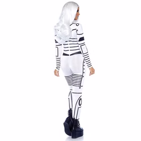 Roboter Kostüm Ash für Damen Gr. S-L schwarz-weiß Zukunft SALE Fasching Karneval Mottoparty