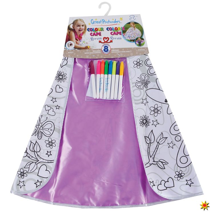 Ausmal Umhang Fee für Kinder inkl. Stiften 4-7 Jahre Ausmalen Cape Colour Me Geschenkidee Mädchen 