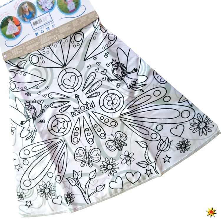 Ausmal Umhang Fee für Kinder inkl. Stiften 4-7 Jahre Ausmalen Cape Colour Me Geschenkidee Mädchen 