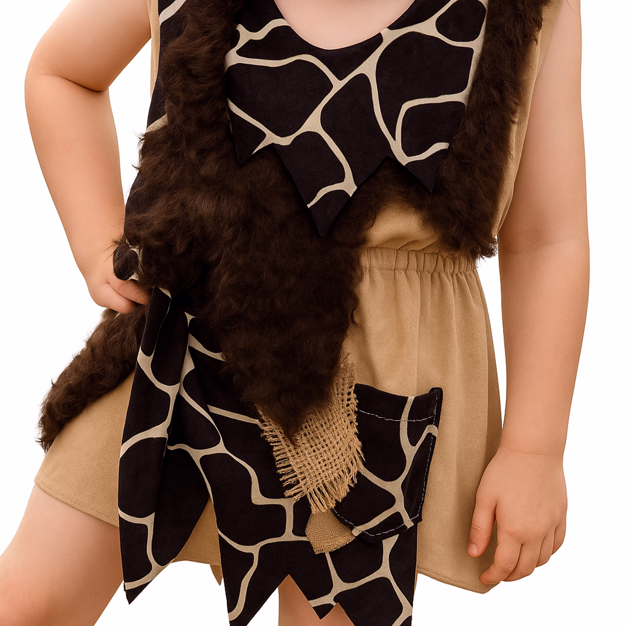 Detailansicht Kleid des Steinzeit Kostüm Lucy für Kinder von Vorn