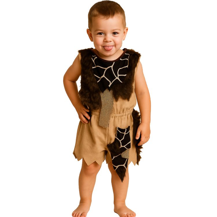 Steinzeit Kostüm Neandertaler Keule für Kinder von Vorne