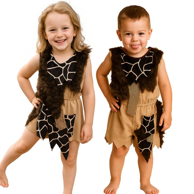 Steinzeit Kostüm Neandertaler Keule für Kinder von Vorne