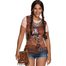 Indianer Handtasche Indigen braun 19 x 18 cm mit Federn für Damen Kostüm-Zubehör Fasching Accessoire Karneval Mottoparty Indianer Indianerin Ureinwohner Amerika