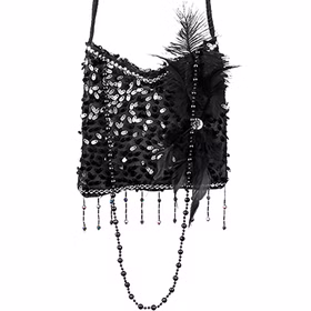Charleston Handtasche schwarz 18 x 17 cm 20er Flapper-Tasche für Damen Accessoire für Wertsachen Fasching Karneval 20er Jahre Mottoparty Charleston Handtasche schwarz 18 x 17 cm 20er Flapper-Tasche für Damen Accessoire für Wertsachen Fasching Karneval 20er Jahre Mottoparty
