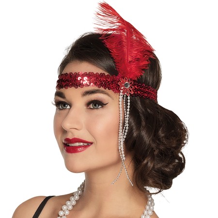 Charleston Haarband rot 20er-Jahre Kostüm-Zubehör für Damen