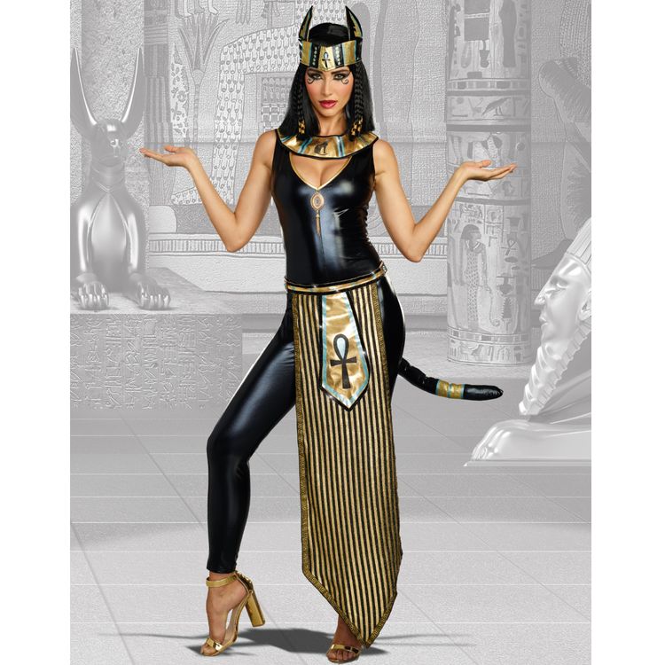 Pharao Kostüm Ägyptische Katzengöttin Bastet für Damen Pharao Kostüm Ägyptische Katzengöttin Bastet für Damen Gr. L-XL Katze Fasching Karneval Mottoparty Gruppenkostüm Paarkostüm